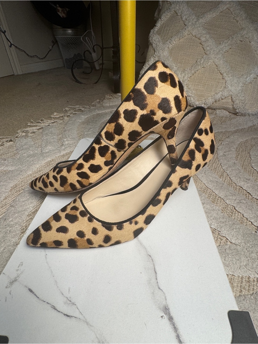 Cole Haan Leopard Print Pointed Toe Heels - Tan and Black - Picture 2 of 9